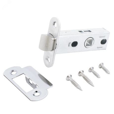 Защелка врезная универсальная без ручек для деревянных межкомнатных дверей, АЛЛЮР АРТ L45-8-R18 CP хром - 11576 ПТК