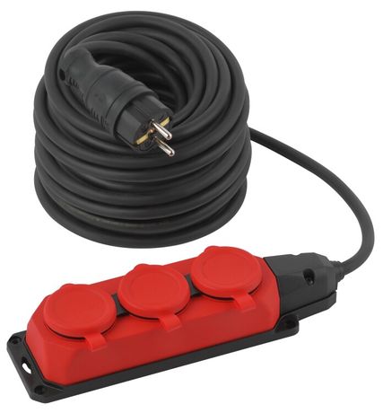 Удлинитель силовой UK-3e-3x1,5-30m-IP44(KG) с заземлением 3 розетки каучук 30м КГ 3х1,5мм2 IP44 | Б0057582 ЭРА
