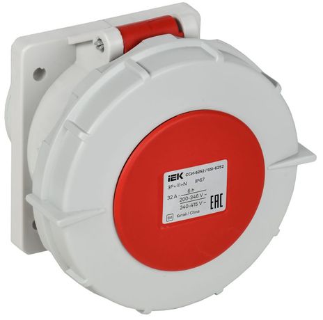 Розетка встраиваемая прямая ССИ-6252 32А 5п 3P+PE+N 6ч 380В IP67 IEK PSR62-032-5-0-67 IEK (ИЭК) арт. PSR62-032-5-0-67