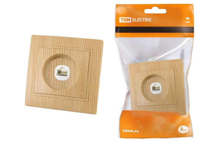 Розетка телефонная RJ11 "ЭКО" (сосна) "Таймыр" | SQ1814-0220 TDM