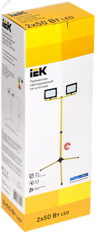 Прожектор светодиодный СДО 06-2x50Ш штатив 6500К IP65 черный | LPDO606-2X050-65-K02 IEK