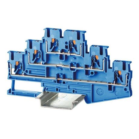 Клемма трехуровневая, зажим push-in, 6 точек подключения, 2.5 кв.мм, синяя | VPR-2.5-3L-BU DKC ДКС