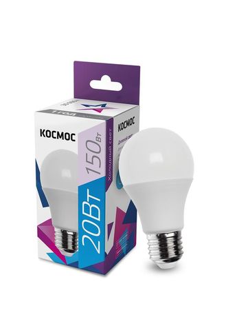 Лампа светодиодная LED 20Вт 220В Е27 D60х118 6500К холодный A60 Космос - LkecLED20wA60E2765