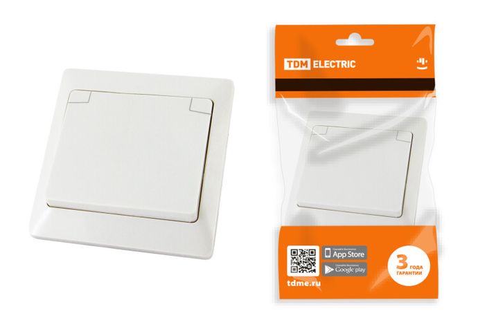 Розетка 2П+З с защ. шт. и крышкой 16А 250В IP44 белая "Ильмень" | SQ1823-0017 TDM