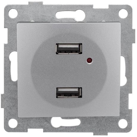Розетка USB Bravo, механизм, двойной, серебро - С10USB2-004 GUSI