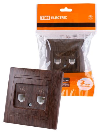 Розетка двойная телефонная RJ11 венге "Лама" | SQ1815-0418 TDM
