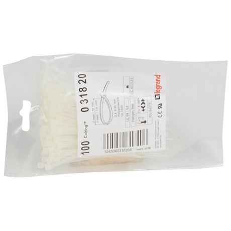 Монтажный хомут Colring - ширина 2.4 мм длина 95 пакет 100 шт бесцветный | 031820 Legrand