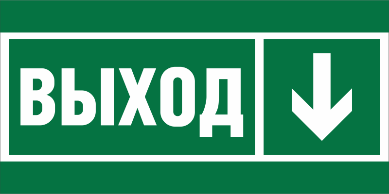Знак безопасности BL-3517.E29 "Направление к эвакуационному выходу вниз" Белый Свет a30101 BS