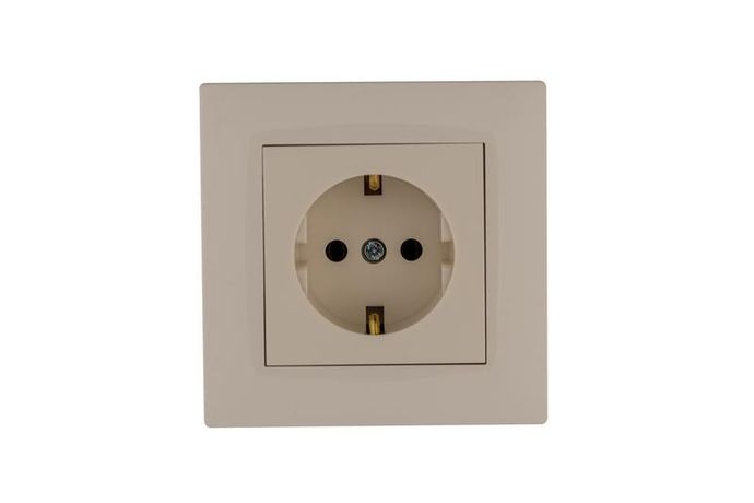 Розетка 1-м Karea RIZZ с заземл. керамика крем Makel 88010008