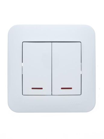 Выключатель 2-кл. 1п СП ASTI 10А IP20 с подсветкой в сборе бел. LEZARD 7081-0202-112