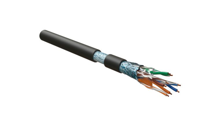 Кабель витая пара F/UTP кат.5E 4 пары 24 AWG ОЖ solid экран-фольга LSZH нг(А)-HF-20град.C-+75град.C FUTP4-C5E-S24-IN-LSZH-BK-305 гарантия: 15 лет компонентн./25 системн. черн. (уп.305м) Hyperline 444611