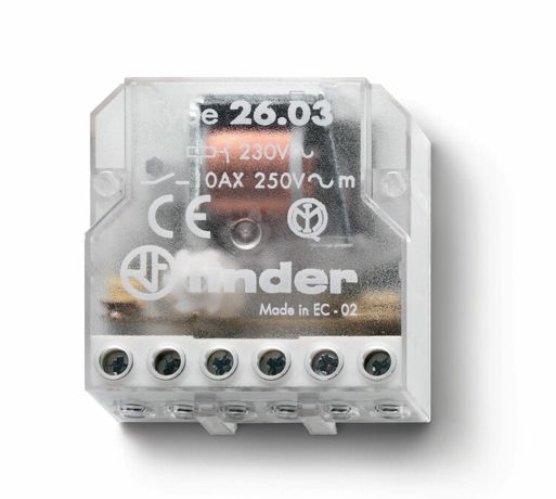 Шаговое электромеханическое реле; 1NO+1NC 10А, 2 состояния; контакты AgNi; питание 12В АC; монтаж в коробке | 260380120000 Finder 26.03.8.012.0000