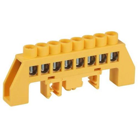 Шина NO-224-116 PE земля в комбинированном изоляторе на DIN-рейку ШНИ-8х12-8-Д-желтый | Б0062970 ЭРА