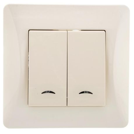 Выключатель двухклавишный Ugra инд, маханизм, 10А, 250В, бежевый - С11В28-003 GUSI