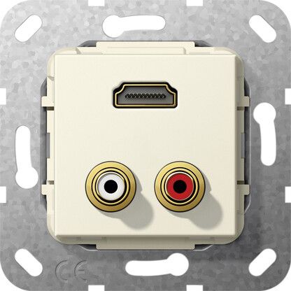 Мех-м с накладкой HDMI с/у пластик кремово-белый IP20 Gira System 55 | 567401