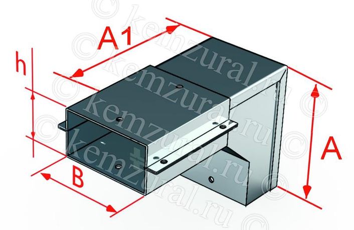 Короб угловой для поворота трассы вниз 1.5мм СУН200х200 УХЛ1 КЭМЗ 386 202005 57