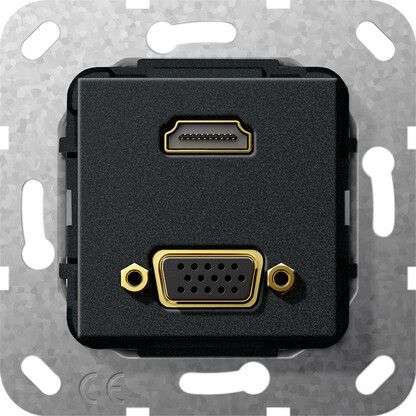 Мех-м с накладкой HDMI с/у пластик черный IP20 Gira System 55 | 567710