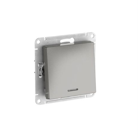 Выключатель 1-кл. AtlasDesign (сх. 1а) 10AX с подсветкой быстрозажим. клем. механизм сталь SE ATN000913S APC