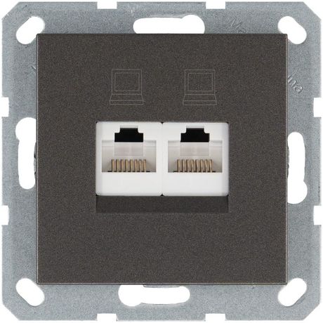 Розетка компьютерная 2-м RJ45 IP20 кат. 5E механизм мокко Jasmart G6106Z