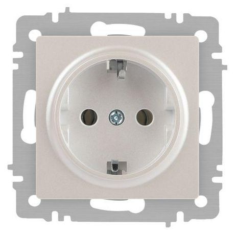 Розетка однофазная скрытого монтажа, в рамку с заземлением без шторок перламутр 16А 250В IP20 винтовые зажимы 6-202-06 Intro Accent - Б0063695 ЭРА