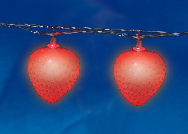 Гирлянда светодиодная на батарейках 2AA (не в/к) Клубника 4м 10 светодиодов Красный свет Провод прозрачный ULD-S0400-010/STB/2AA RED IP20 STRAWBERRY - UL-00003394 Uniel