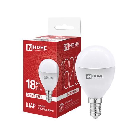 Лампа светодиодная LED-ШАР-VC 18Вт шар 4000К E14 1620лм 230В IN HOME 4690612065366 IN HOME арт. 4690612065366