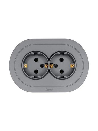 Розетка 2-м СП OSEN с заземл. ПБТ круглая механизм сер. матов. LEZARD 744-7400-127B