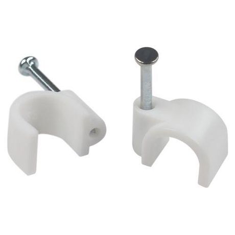 Скоба пластиковая крепежная круглая 12 мм белая NO-225-281 (10 шт/уп) - Б0066674 ЭРА