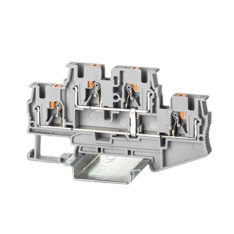 Клемма двухуровневая , зажим push-in, 4 точки подключения, с перемычкой между уровнями, кв.мм, серая - VPRTT-4-PV-GY ДКС