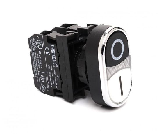 Кнопка сдвоенная (1НО+1НЗ) черн./бел. EMAS B102K20HB