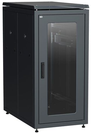 Шкаф напольный сетевой 19'' LINEA N 24U 800х1000мм стеклянная передняя дверь. задняя металлическая черный - LN05-24U81-GM IEK