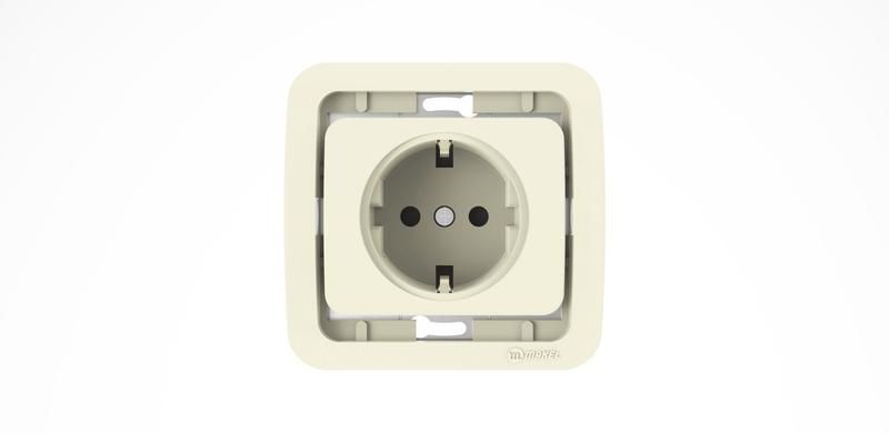 Розетка 1-м СП Mimoza 10А с заземл. без вставки крем. Makel 32008