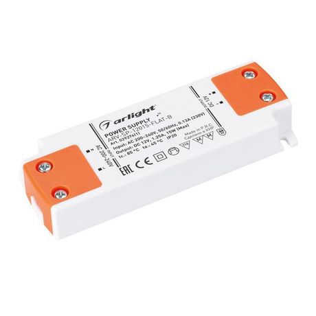 Блок питания ARV-SP-12015-FLAT-B (12V, 1.25A, 15W) (Arlight, IP20 Пластик, 5 лет) - 029276(1)
