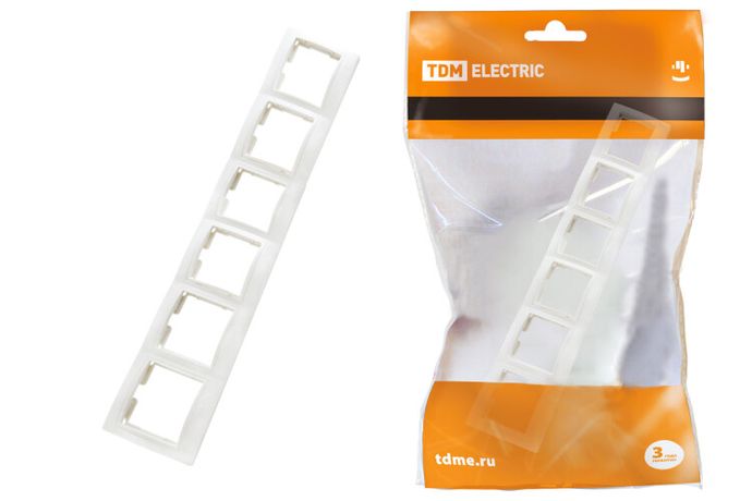 Рамка 6 постовая горизонтальная белая "Таймыр" | SQ1814-0035 TDM