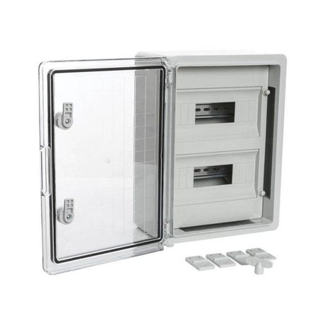 Корпус пластиковый распределительный ЩРН-24 IP65 прозрачная дверь 400х300х170 | PR08.26503 Промрукав Строитель