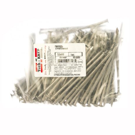 Гвоздь строительный 3,5х90 (1 кг) - пакет | 101589 Tech-KREP