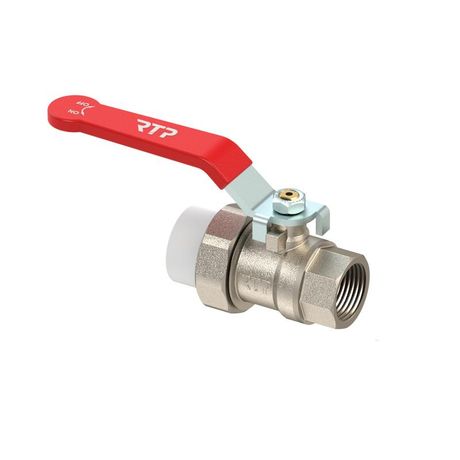 Кран шаровой ручка рычаг латунь с переходом на трубу PPR/внутр. резьба 32х1дюйм никель (инд. упак.) RTP 37855