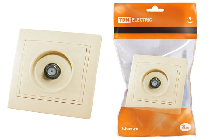 Розетка телевизионная типа F (SAT) сл. кость "Таймыр" | SQ1814-0132 TDM