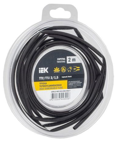 Трубка термоусадочная ТТУ нг-LS 3/1,5 черная (2м/упак) IEK | UDR12-003-D15-002-K02-T
