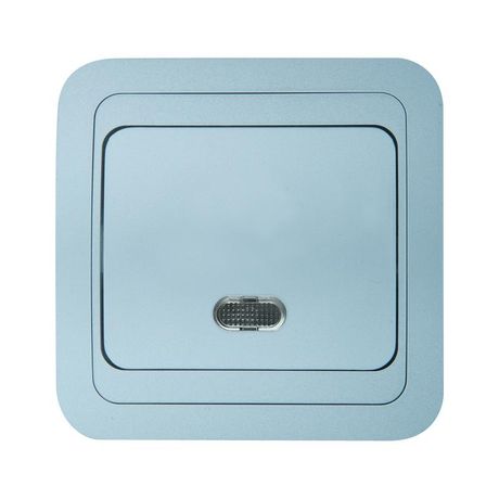 Выключатель 1-кл. 1п СП Mimoza 10А IP20 с подсветкой серебр./серебр. Makel 26621