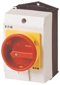 Выключатель нагрузки в корпусе 3п 1НО Ie=12А 0-1 90град. T0-2-15169/I1/SVB красн. ручка EATON 222601