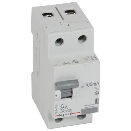 Выключатель дифференциальный (УЗО) RX3 2п 25А 100мА тип AC | 402028 Legrand