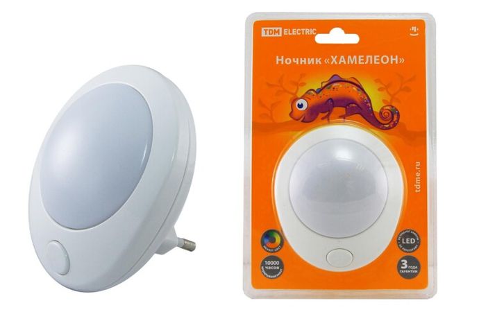 Ночник Хамелеон 0,5Вт D75 светодиодный белый с выключателем | SQ0357-0007 TDM
