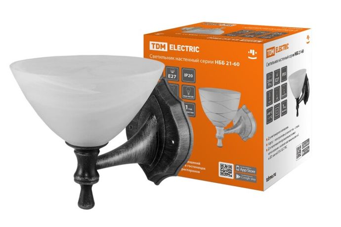 Светильник НББ 21-60-1731 УХЛ4 (черный под серебро, плафон конус алебастр) | SQ0370-0208 TDM