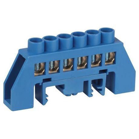 Шина NO-224-109 N ноль в комбинированном изоляторе на DIN-рейку ШНИ-8х12-6-Д-синий | Б0062914 ЭРА