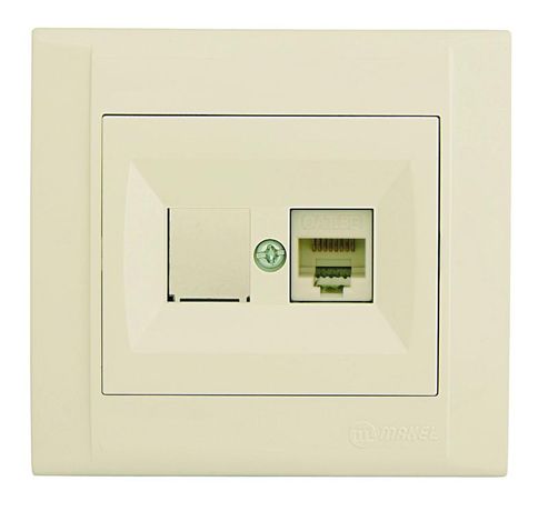 Розетка компьютерная СП Defne кат.5 крем. Makel 42010035
