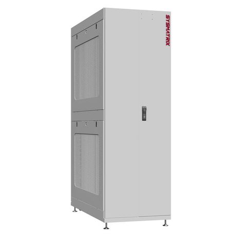 Шкаф серверный 48U 800х1070 передняя дверь: двустворчатая глухой металл IP51. задняя боковые панели: перфорированные. цвет: серый RAL7035 - NS 8148.7552 SYSMATRIX