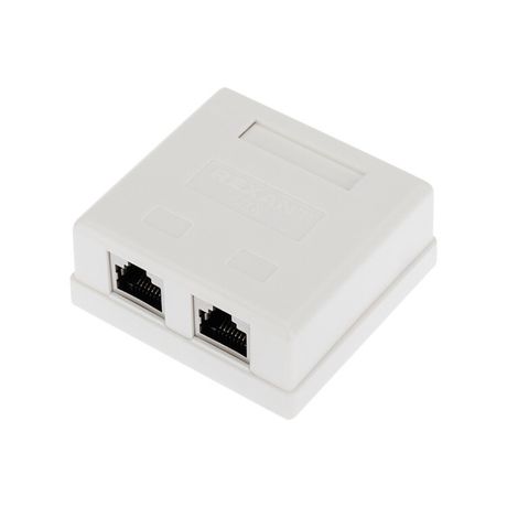 Розетка компьютерная внешняя 2-порта RJ-45 8P8C FTP экранированная кат6, REXANT - 03-0146 MEET
