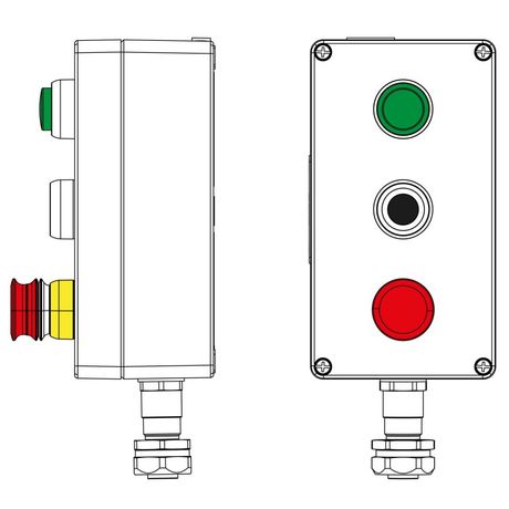 Взрывозащищенный пост управления из алюминия CPE-A-14-(1xLG(250)-1xP1B(11)-1xP6E(11))-1xKAEPM2MHK-20(C)1Ex d e IIC Т5 Gb / Ex tb IIIC T95°C Db IP66 - 2201.141.22.1208 ДКС