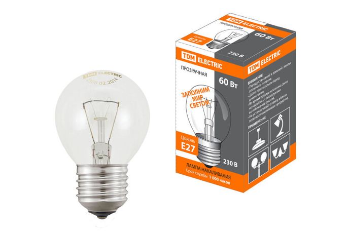 Лампа накаливания ЛОН 60Вт Е27 230В шар прозрачный | SQ0332-0004 TDM